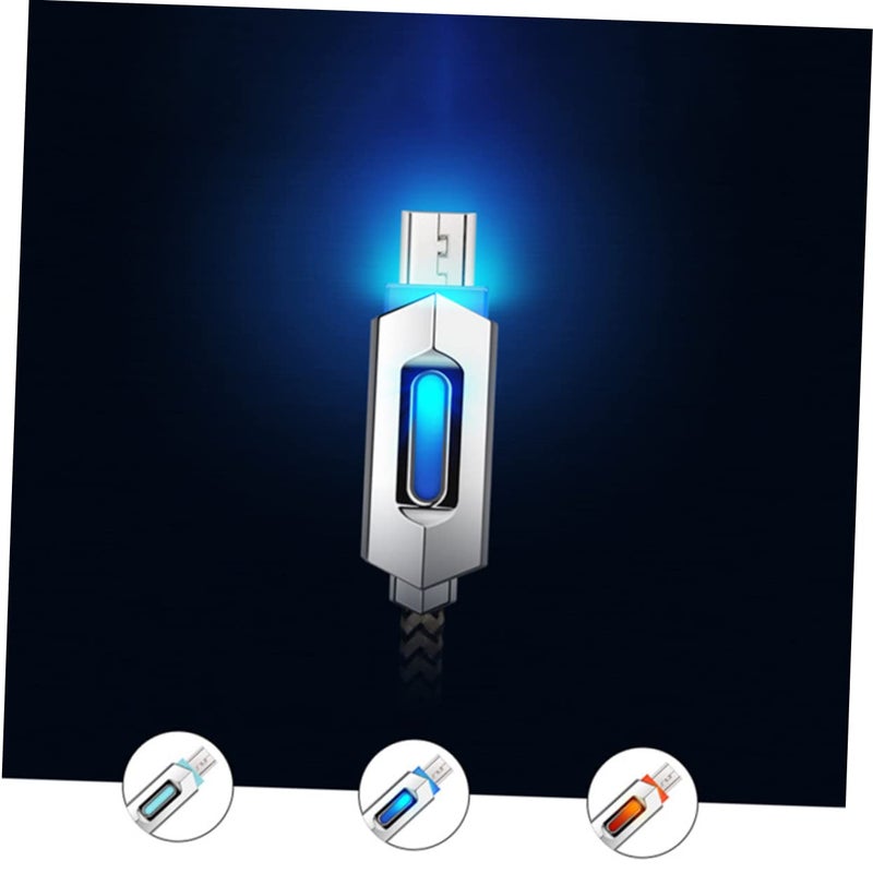 Gold Nylon Braided Micro USB Cable Fast Charging Data Sync With LED Light Indicator - Image 3